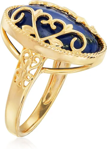 Miniatura 3 de Ross-Simons Anillo de lapislázuli en oro de 18 quilates sobre ley, Piedra preciosa, lapislázuli
