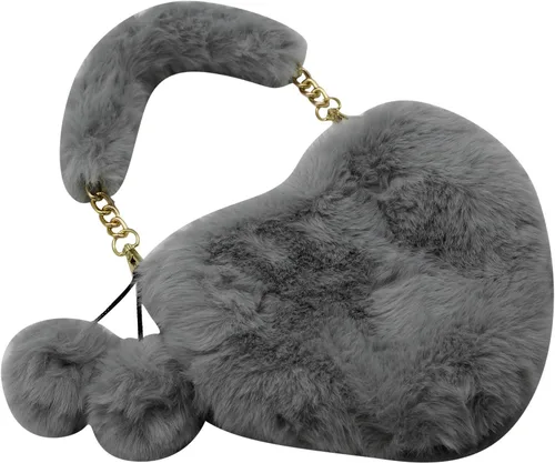 Miniatura 2 de Bolso de mano con forma de corazón de piel sintética para mujer y niña, con correa de cadena de metal