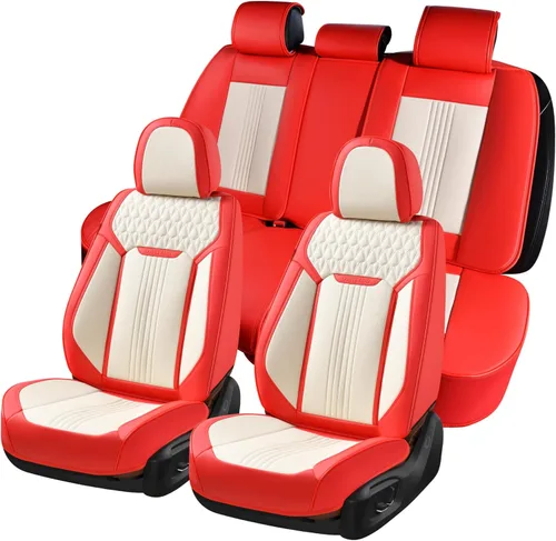 Miniatura 40 de Coverado Juego completo de fundas de asiento de automóvil negras de cuero, impermeables, delanteras y traseras, accesorios de auto, de ajuste Negro