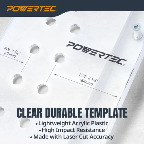 Miniatura 6 de POWERTEC Plantilla de pasador de estante con broca de pasador automático de 1/4 de pulgada, broca autocentrante para agujeros de 3/8 pies
