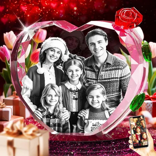 Miniatura 18 de QPCBEBY Foto de cristal 3D con rosa de cristal rojo, regalos personalizados para el día de la madre para mamá, esposa, mujer, ella, novia, pareja