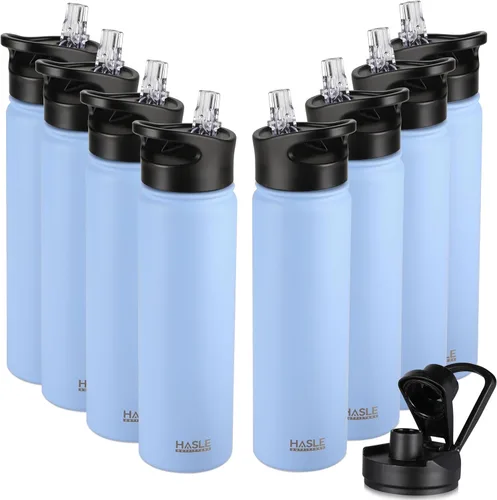 Miniatura 15 de HASLE OUTFITTERS Botella de agua aislada de 22 onzas, botella de agua de acero inoxidable de doble pared, boca ancha con tapa de popote y tapa