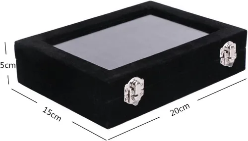 Miniatura 3 de 24 rejillas de terciopelo anillo de cristal pendientes caja de joyería organizador de pendientes soporte de almacenamiento vitrina