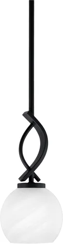 Miniatura 79 de Toltec Lighting Cavella Stem Colgado Mini colgante, acabado grafito, vidrio de muselina blanca de 4 pulgadas