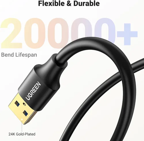 Miniatura 8 de UGREEN Cable de Extensión USB Cable USB 3.0 Extensor Tipo A Macho a Hembra Cable de Transferencia de Datos para PlayStation, Xbox, Oculus VR, Unidad
