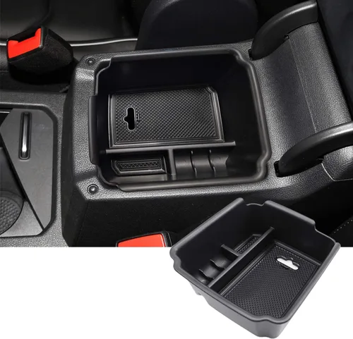 SKTU Organizador de consola central compatible con Tiguan Allspace LWB 2018-2020, inserción de accesorios ABS negro, bandeja de materiales negros,
