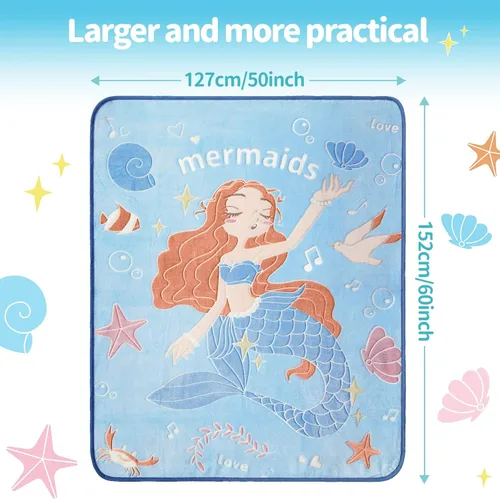 Miniatura 7 de Manta de sirena que brilla en la oscuridad, regalos para niñas, manta súper suave de 3, 4, 5, 6, 7, 8, 9 años, juguetes para niñas de 6 a 8 años
