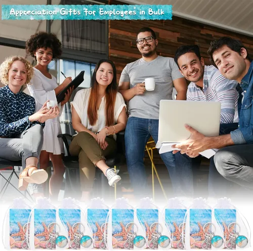 Miniatura 6 de Bucherry 30 juegos de llaveros de agradecimiento del equipo Starfish Story You Make a Difference con bolsas para empleados, regalos