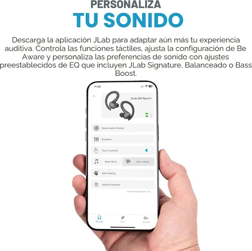 Miniatura 2 de JLab Go Sport+ - Auriculares inalámbricos de entrenamiento con llamadas claras C3, diseño deportivo de gancho seguro, tiempo de reproducción