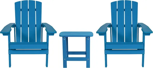 Miniatura 14 de Flash Furniture Sawyer Commercial Adirondack Style - Juego de patio, poliresina negra, resistente a la intemperie