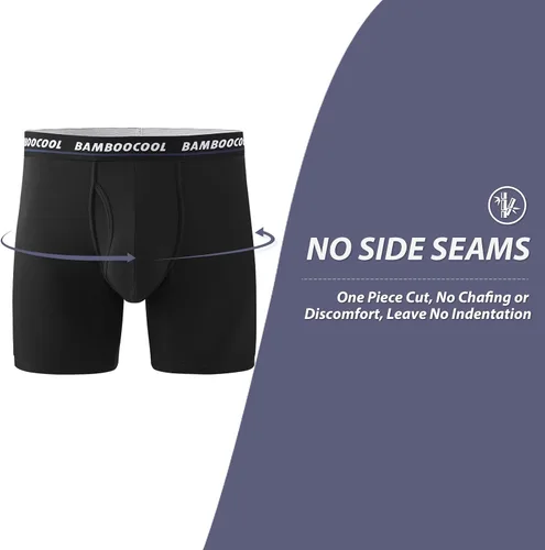 Miniatura 2 de BAMBOO COOL Men's Long Boxer Briefs Long Leg Performance Breathable Comfort Underwear for Men 3 or 5 or 6 Pack