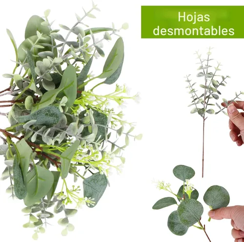 Miniatura 4 de ZeKonan 40 hojas de eucalipto artificiales de hojas de eucalipto plateadas, hojas de eucalipto para bebé, adecuadas para jarrón de boda, centros