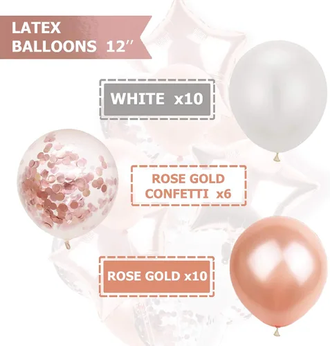 Miniatura 3 de Suministros de fiesta de oro rosa (juego de decoraciones de fiesta de oro rosa con globos)