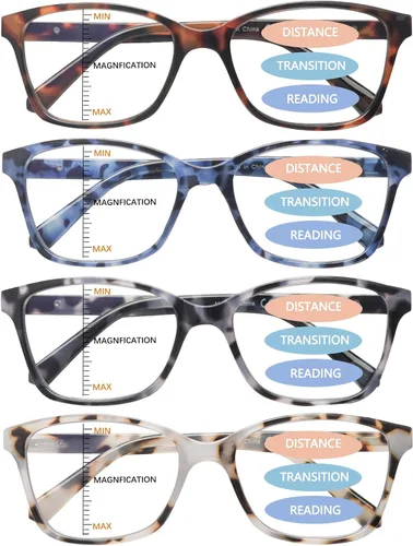 Miniatura 8 de Paquete de 4 lentes de lectura progresivos multienfoque para mujeres y hombres, bisagra de resorte, bloqueo de luz azul, lectores Mezcla