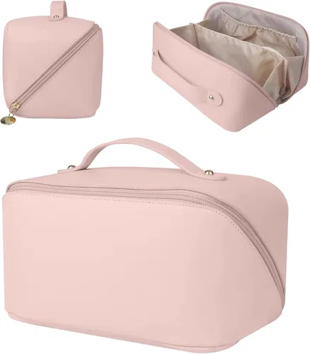 Niumike Bolsas de cosméticos de viaje de gran capacidad para mujer, de piel sintética, pequeña, bonita, bolsa de maquillaje, bolsas de maquillaje