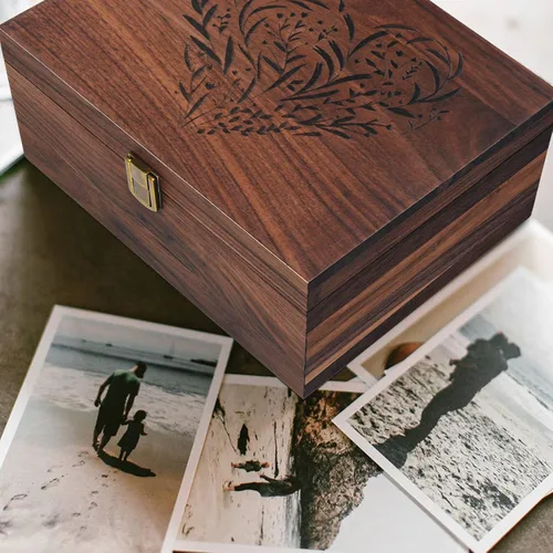 Miniatura 7 de EXISTING Caja de Memoria para Recuerdos, Caja de Recuerdos de Madera de Corazón Floral Cortada con Láser, Caja Grande de Almacenamiento de Madera