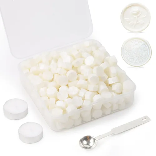 Miniatura 14 de Juego de 300 cuentas de cera de sellado dorado champán para sello de cera con velas y cuchara de fusión, perfecto para tarjetas de Navidad