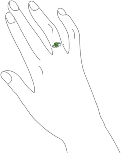 Miniatura 3 de Anillo de filigrana con bisel de jade verde teñido ovalado estilo Bali para mujer, plata de ley 925, piedra natal de agosto