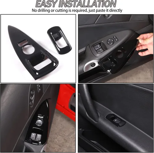 Miniatura 6 de Lcojicep Marco de interruptor de elevación de vidrio compatible con Corvette C6 Z06 ZR1 2005-2013 botón de elevación de cristal de ventana