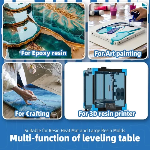 Miniatura 4 de Mesa niveladora de resina extragrande para epoxi, 22.8 x 15 pulgadas, superficie antiadherente, altura y patas angulares ajustables, multiusos,