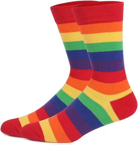 Miniatura 97 de TOEJYJ Calcetines de vestir divertidos para hombre, paquete de calcetines casuales divertidos, coloridos calcetines de algodón a rayas, talla 10-13