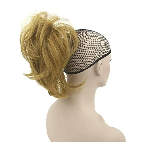Miniatura 10 de IMISSU Extensiones de cabello sintético rizado y flexible para cola de caballo (rubio 613)