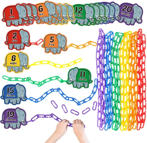 Aizweb Juego de 240 ganchos de plástico con clips en C, kit de actividades de conteo y enlace, juguetes sensoriales para niños pequeños, desarrolla