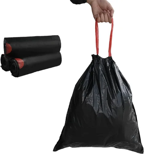 Miniatura 5 de Begale Bolsas de basura con cordón de 6 galones, bolsas de basura negras con cordón pequeño, 115 bolsas de basura sin desgarro