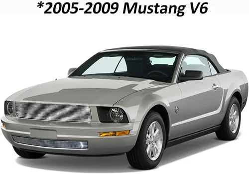 Miniatura 4 de Combo de insertos de rejilla cromada Billet para Ford Mustang V6 Premium 2005-2009 parrilla delantera 2 piezas de aluminio horizontal