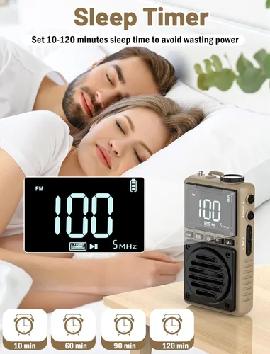 Miniatura 7 de Radio digital AM FM de banda meteorológica de 851 mAh, radio de bolsillo portátil recargable con la mejor recepción, linterna, pantalla LCD, clip