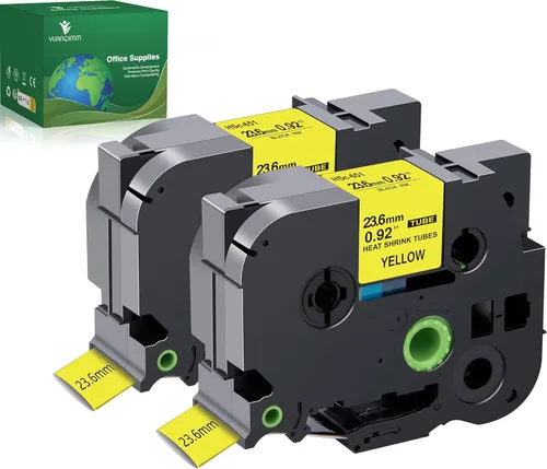 Tubo termorretráctil compatible con Brother HSe-651 HSe651 HS-651 HS651 HS651 Cinta de etiquetas negra sobre amarilla para impresora PTouch PT-E500