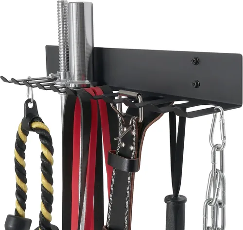 Miniatura 8 de Estante de Almacenamiento para Gimnasio en Casa, Estante para Barras Extra Largo de 23 Pies, Organizador de Cuarto de Pesas de 11 Puntas, Estante