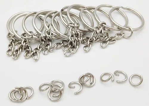 Miniatura 5 de Llavero con cadena y anillos abiertos de 1 pulgada, paquete de 50, 50pack
