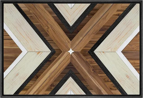 Miniatura 25 de IDEA4WALL Lienzo enmarcado para pared, decoración occidental, collage de polígonos de diamantes, paneles geométricos abstractos de madera, arte
