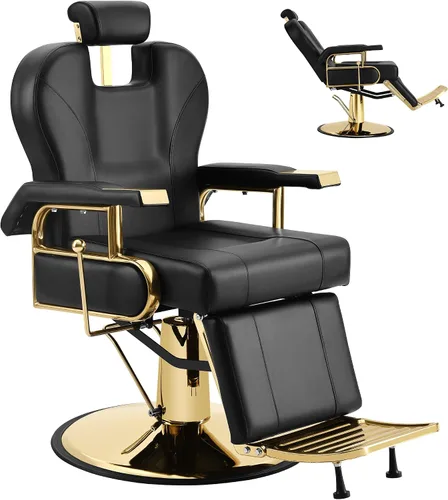 Miniatura 11 de Sillas de peluquería negras para peluquería, silla reclinable hidráulica de alta resistencia para estilista, champú multiusos para belleza, spa