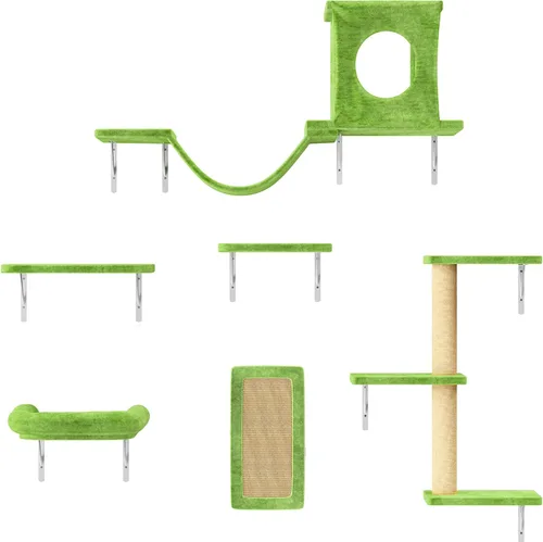 Miniatura 16 de NUNU LAB Estantes de muro para gatos, juego de 6 piezas de lujo montado en la pared, muebles para gatos interiores con 1 casa tipo condominio, 2