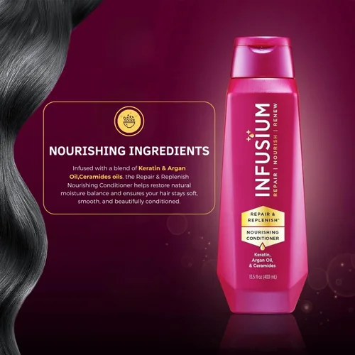 Miniatura 3 de Infusium Acondicionador Nutritivo Reparador y Reabastecedor - Acondicionador para el Cabello con Queratina, Aceite de Argán y Ceramidas - Adecuado