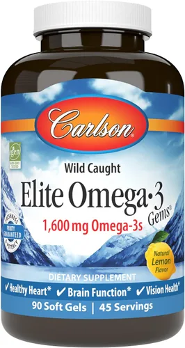 Miniatura 12 de Carlson - Gemas Elite Omega-3, 1600 mg de ácidos grasos omega-3 incluyendo EPA y DHA, suplemento de aceite de pescado noruego, capturado