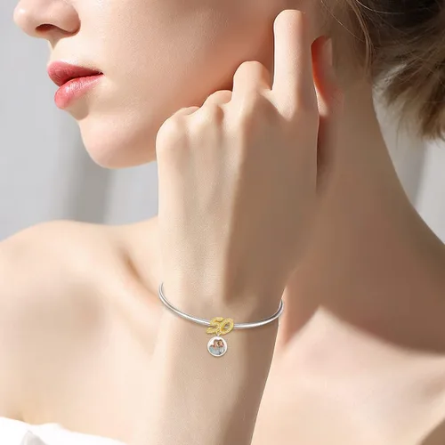 Miniatura 4 de PLATYCO Dije de foto con números 304050 de plata de ley 925 con circonita cúbica, dije de número de foto personalizado para pulseras, collares