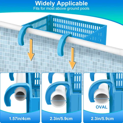 Miniatura 3 de PAHTTO Cesta de almacenamiento junto a la piscina, cesta de almacenamiento plegable sobre el suelo para juguetes de piscina, toallas, bebidas