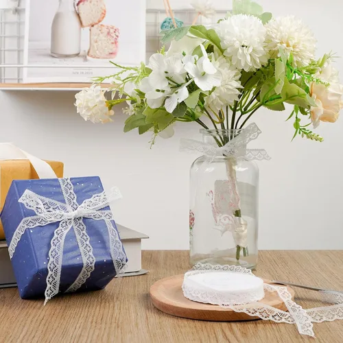 Miniatura 6 de VGOODALL Rollo de Cinta de Encaje Blanco de 30 Yardas, Ribete de Encaje para Costura, Manualidades, Encaje para Envolver Regalos, Decoración