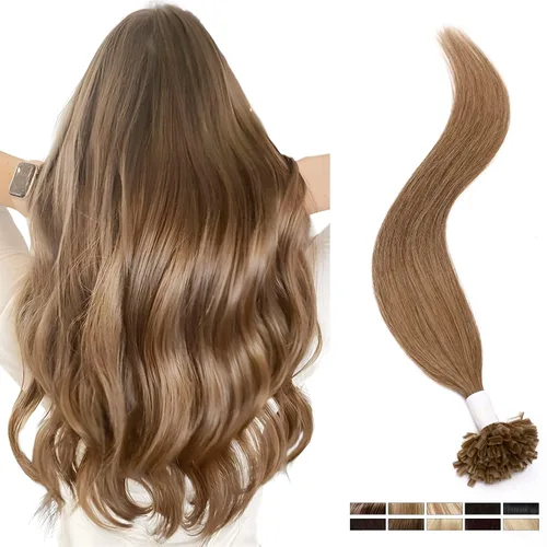 Miniatura 7 de Elailite Extensiones de cabello humano con punta en U V3.0, cabello real unido con queratina, 16 pulgadas, pegamento de fusión de calor, 100% sin