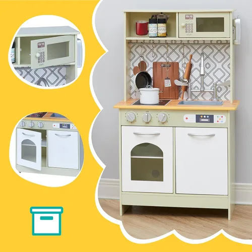 Miniatura 5 de Teamson Kids - Little Chef Boston Modern Play Kitchen - Verde oliva/Blanco 22.25 x 12 x 37.5 pulgadas