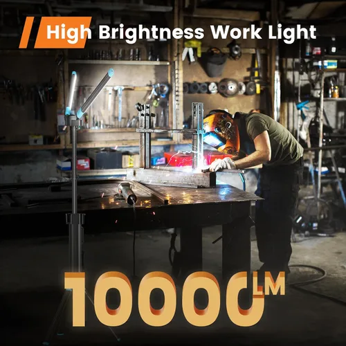 Miniatura 2 de Luz de Trabajo de 10000 Lúmenes con Soporte, GoGonova 87'' Luz de Trabajo LED Recargable de Doble Fuente de Alimentación con Soporte, Luz de Trabajo