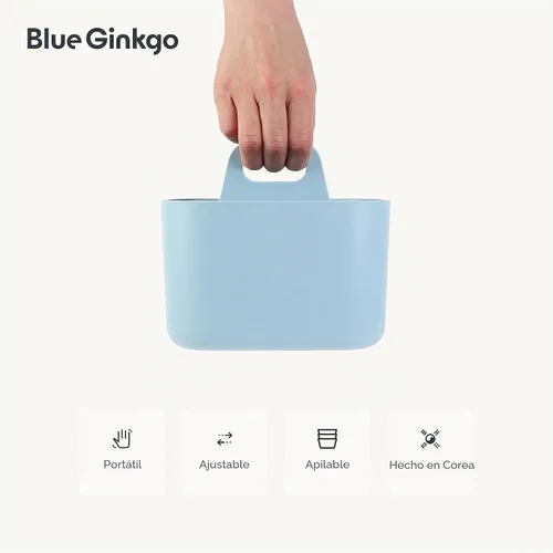 Miniatura 5 de BLUE GINKGO - Organizador apilable pequeño para baño, oficina, manualidades o suministros escolares, transportador portátil hecho en Corea Azul