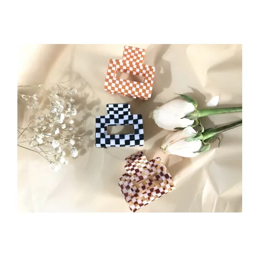 Miniatura 16 de Pinzas para el cabello a cuadros para mujeres y niñas, pinzas de pelo de moda para peinar con pinzas de garra, cabello grueso, forma rectangular