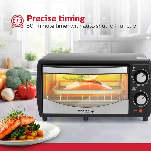 Miniatura 3 de Holstein Housewares Horno Tostador de Mostrador de 4 Rebanadas con Temporizador de 60 Minutos Incluye Bandeja y Rejilla de Alambre, Perfecto