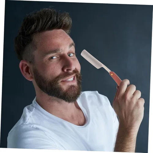Miniatura 9 de Beaupretty Maquinilla de afeitar de peluquería recta manual plegable mango ligero para hombres S barba patillas y herramienta de aseo facial Picture