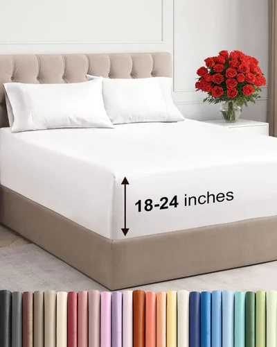 Miniatura 11 de Sábanas King divididas con bolsillos extra profundos, sábanas transpirables y refrescantes de 5 piezas, sábanas de lujo para hotel, suaves, sin 22