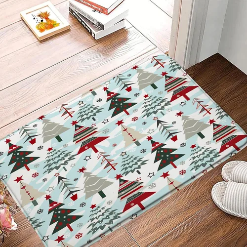 Miniatura 10 de GCTNBJL Juego de 3 alfombrillas de baño para árbol de Navidad, diseño de copo de nieve, rojo, gris, dibujos animados, invierno, vacaciones, baño